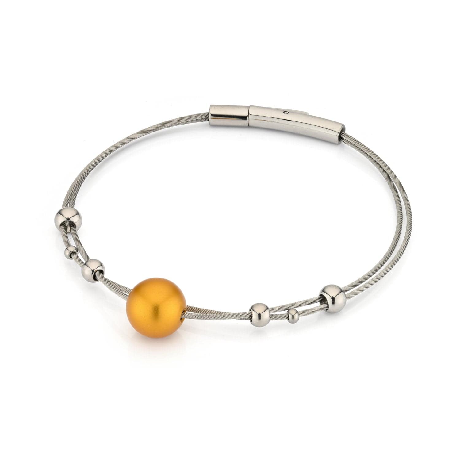 Armband bolletjes met warm gouden bol A274G