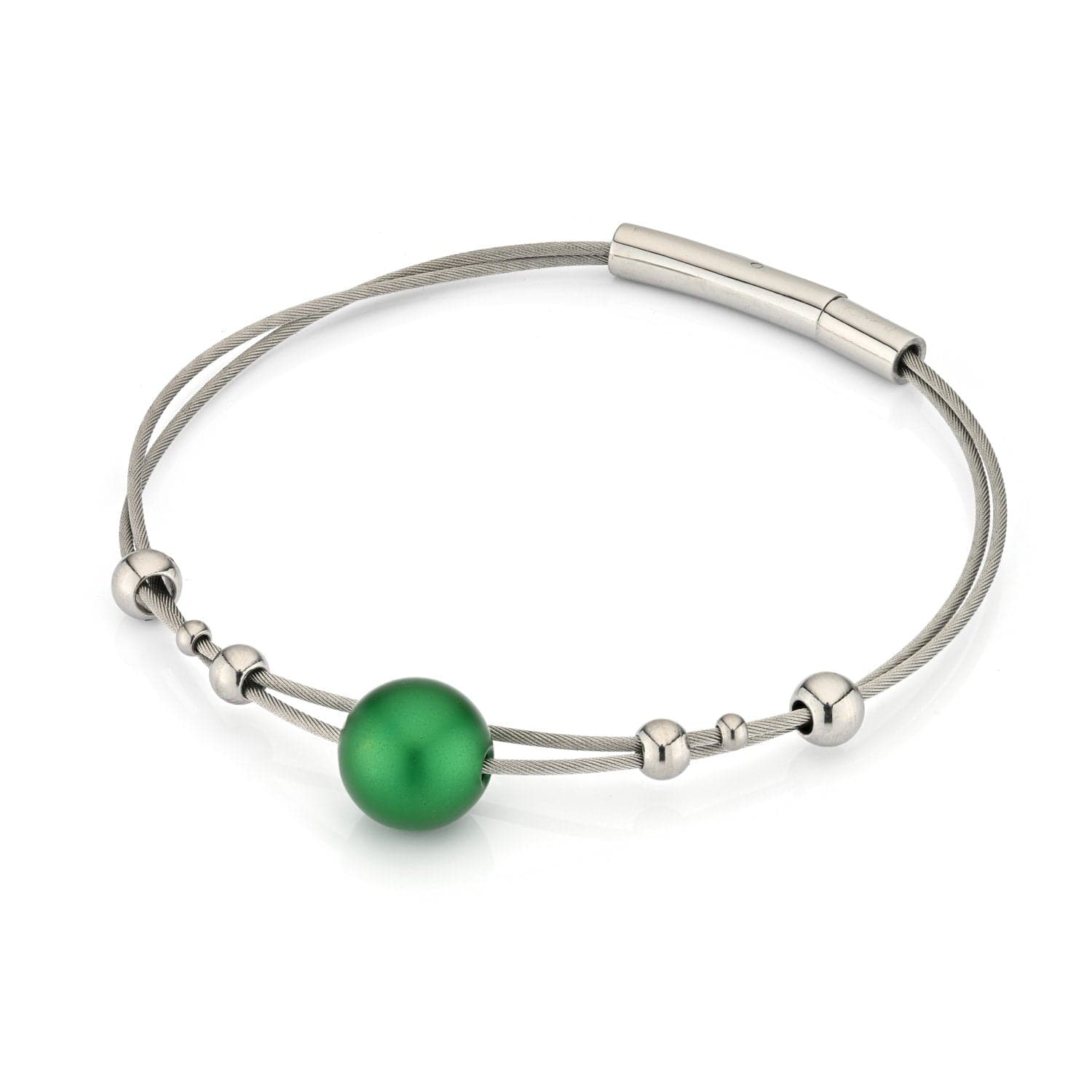 Armband bolletjes met groene bol A274GR