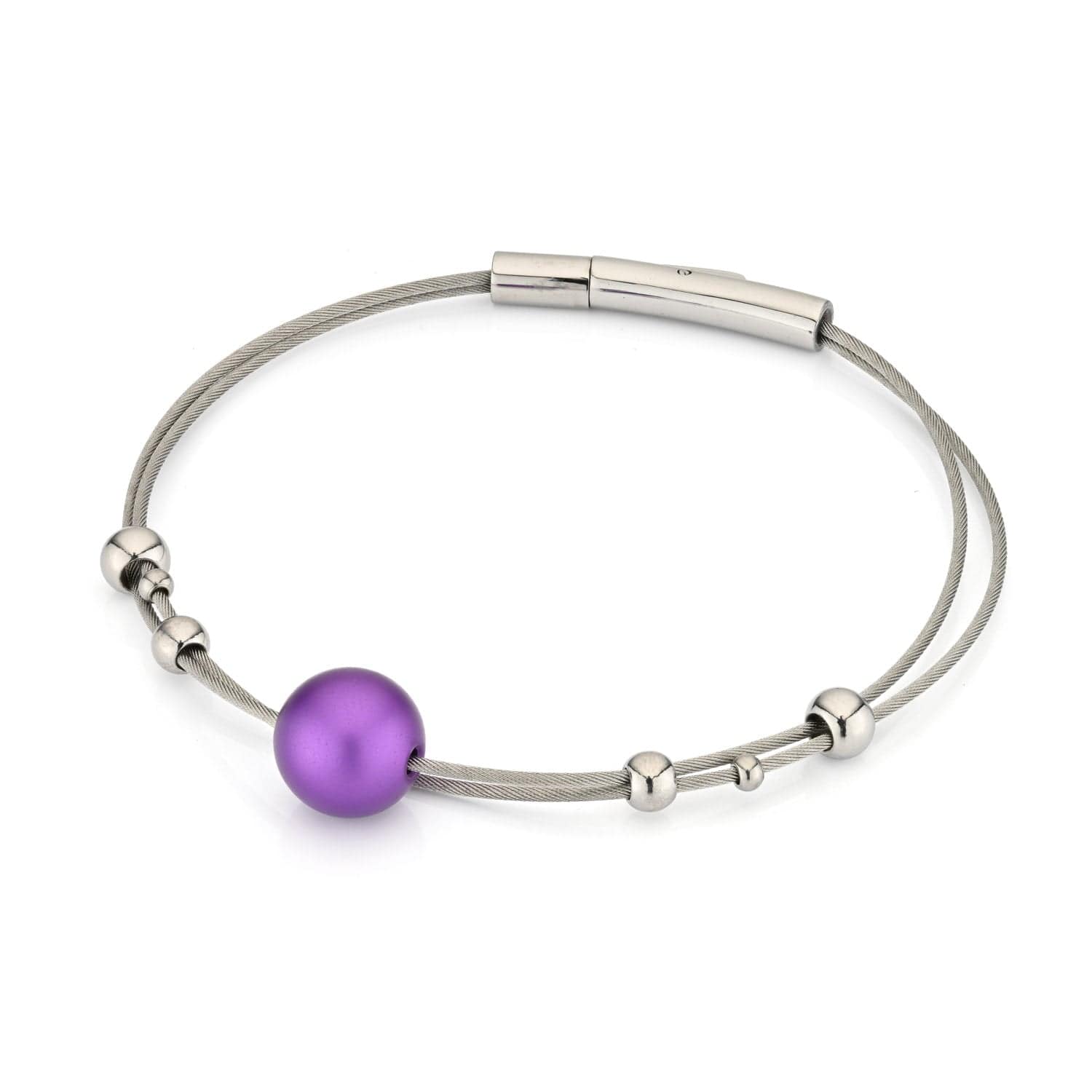 Armband bolletjes met paarse bol A274P