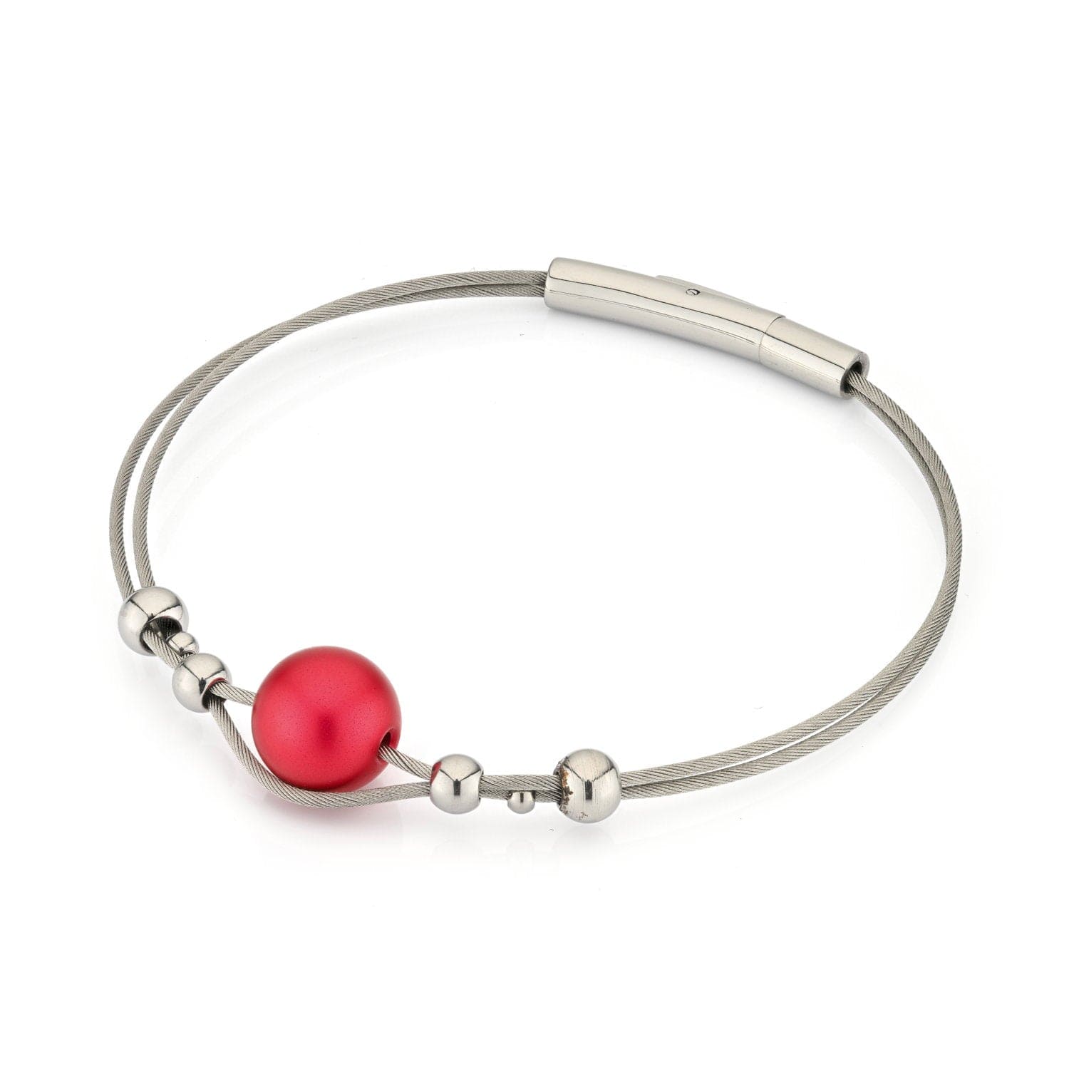 Armband bolletjes met rode bol A274R