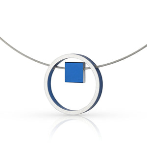 Ketting EVY Blauw Ring met vierkantje | C277B