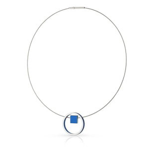 Ketting EVY Blauw Ring met vierkantje | C277B