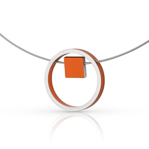 Ketting EVY Oranje Ring met vierkantje | C277O