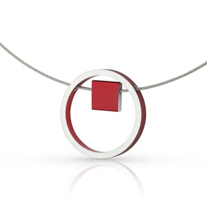 Ketting EVY Rood Ring met vierkantje | C277R