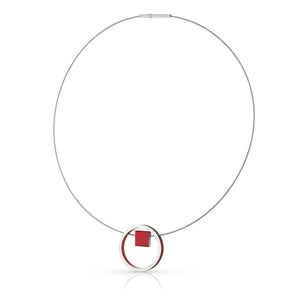 Ketting EVY Rood Ring met vierkantje | C277R