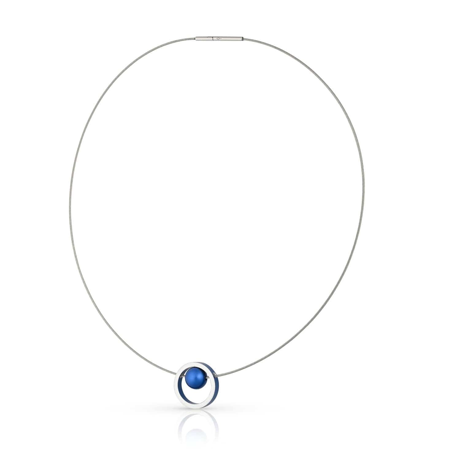 Ketting DONNA Blauw Ring met kogeltje | C278B