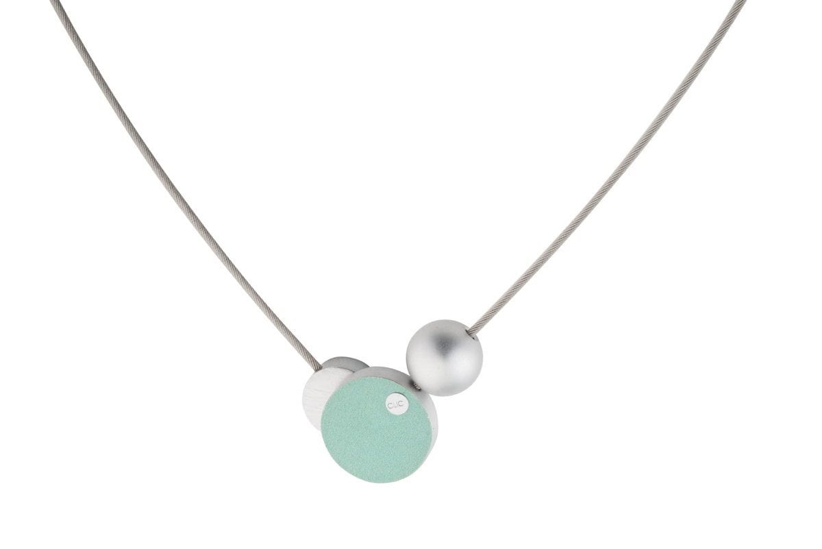 Collier Kogel met rondjes Blauw Groen C138B